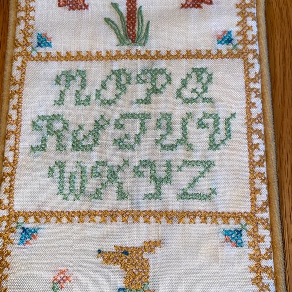 Mid Century Embroidered Sampler Bell Pull - Picture 8 of 13